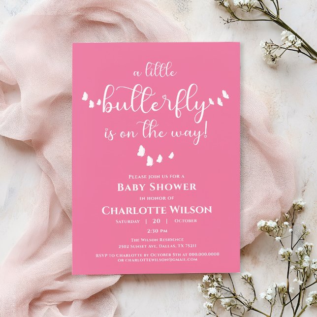 Convite Chá de fraldas Mínimo Moderno de Caligrafia da Bor (Criador carregado)