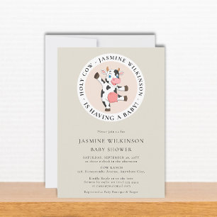 Convite Chá de fraldas mínimo neutro em gêneros da vaca sa