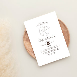 Convite Chá de fraldas Místico Celestial Minimalista Branc
