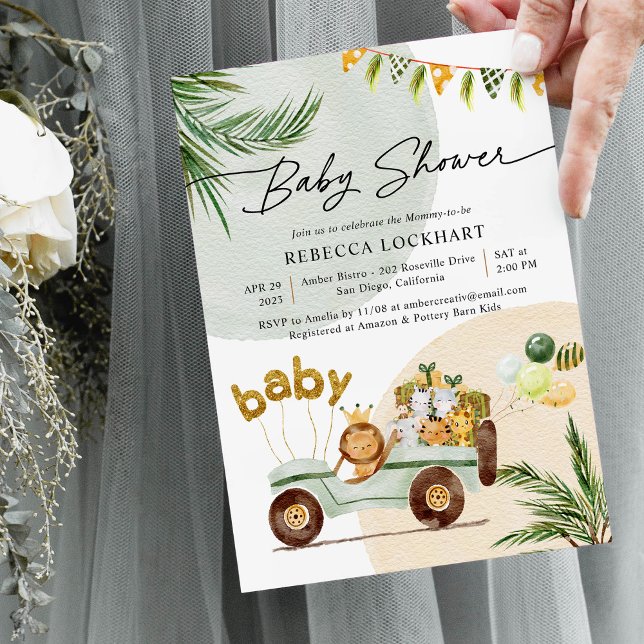 Convite Chá de fraldas moderno de animais cegos (Criador carregado)