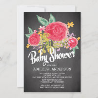 Chá de fraldas Moderno de Flores de Chalkboard Gir