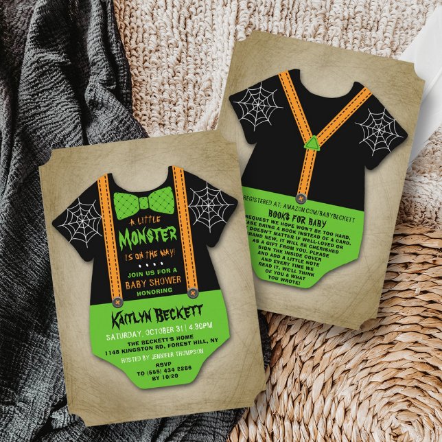 Convite Chá de fraldas moderno de Halloween para rapazes " (Criador carregado)