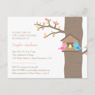 Convite Chá de fraldas moderno do pássaro do ninho do