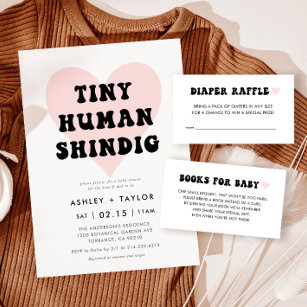 Convite Chá de fraldas Moderno do Shindig Humano Pequeno