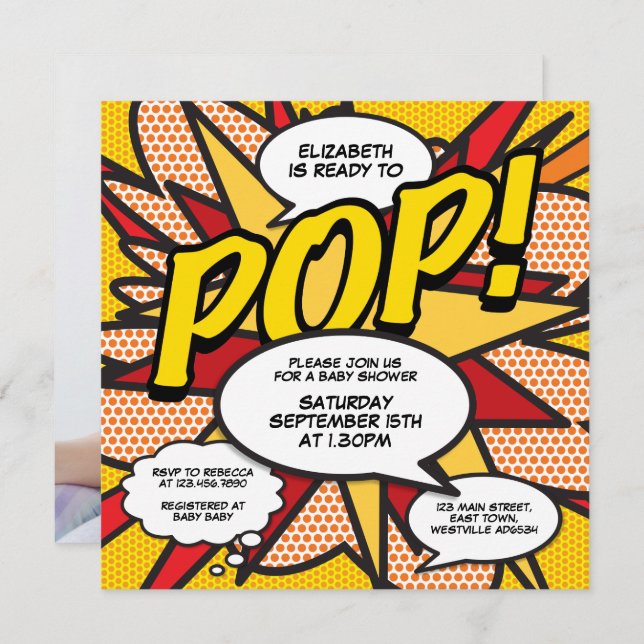 Convite Chá de fraldas moderno pronto para diversão (Frente/Verso)