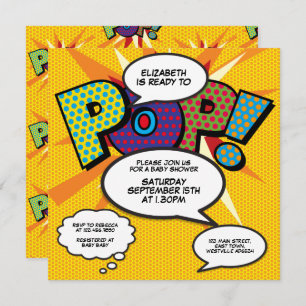 Convite Chá de fraldas moderno pronto para Pop