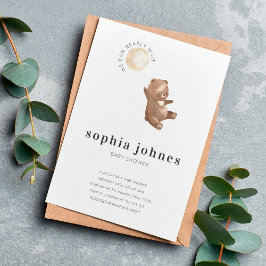 Convite Chá de fraldas Moderno Simples Urso e Balão