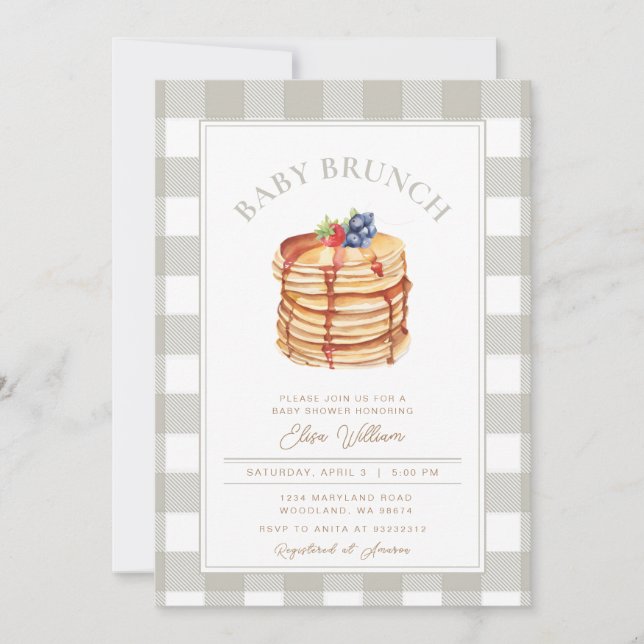 Convite Chá de fraldas Morango Amorango Brunch (Frente)