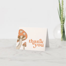 Convite Chá de fraldas Mushroom Obrigado | Laranja e casta