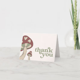 Convite Chá de fraldas Mushroom Obrigado | Sage Green