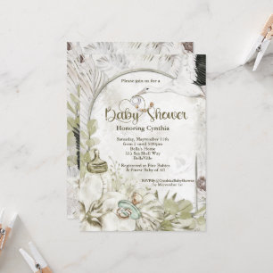 Convite Chá de fraldas Natural Botânico