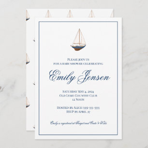 Convite Chá de fraldas Náutico Clássico para Navegação