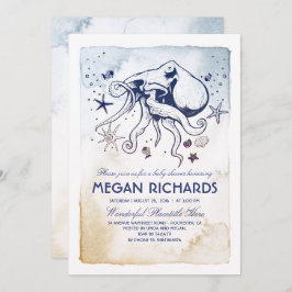 Convite Chá de fraldas náutico da praia do polvo