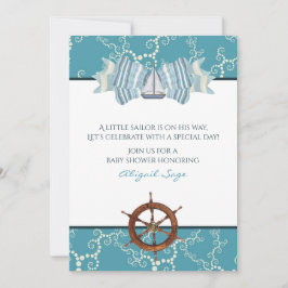 Convite Chá de fraldas náutico de veleiro e de roda do bar