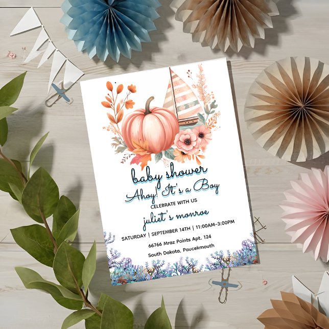 Convite chá de fraldas náutico de veleiro legal de criança (Criador carregado)