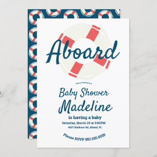 Convite Chá de fraldas náutico do anel de salvamento geomé