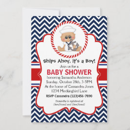 Convite Chá de fraldas Náutico do Garoto do Marinheiro Cor