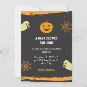 Convite Chá de fraldas Negra-Negra Pequeno Pumpkin