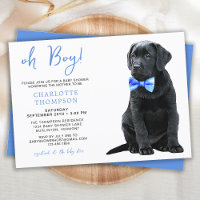 Chá de fraldas Negro Labrador Cachorro Azul