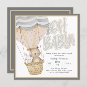 Convite Chá de fraldas Neutral de Animais da Floresta Infa