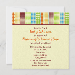 Convite Chá de fraldas neutro: Barras com Pontos de Boho