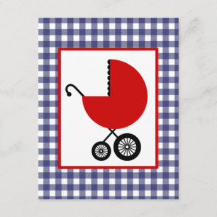 Convite Chá de fraldas Neutro - Carruagem Vermelha e Ging