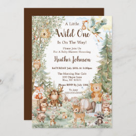 Convite Chá de fraldas Neutro da Floresta de Madeira