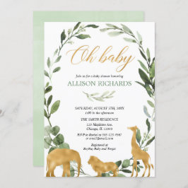 Convite Chá de fraldas neutro das hortaliças do safari do