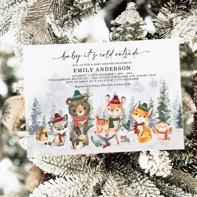 Convite Chá de fraldas neutro de animais florestais de inv (Criador carregado)