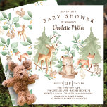 Convite Chá de fraldas Neutro de Animais Florestais Flores<br><div class="desc">Design de chá de fraldas de animais da floresta russa para um chá de fraldas neutro,  menina ou garotos. Sacudir nosso convite para ver uma coordenação de volta para um toque especial extra.</div>