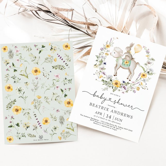 Convite Chá de fraldas Neutro de Borninho-de-Flor-Selvagem (Criador carregado)