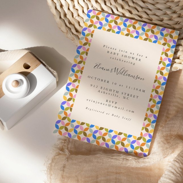 Convite Chá de fraldas neutro de gênero geométrico colorid (Criador carregado)