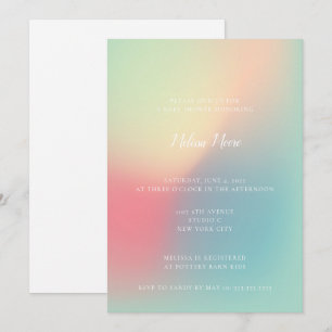 Convite Chá de fraldas Neutro de Gênero Gradiente de Pas