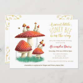 Convite chá de fraldas neutro de gêneros para cogumelos e 