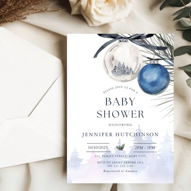 Convite Chá de fraldas Neutro de Natal da Wonderland Winte (Winter Wonderland Christmas Neutral Baby Shower Invitation)