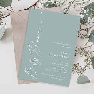 Convite Chá de fraldas neutro de sexo de script simples