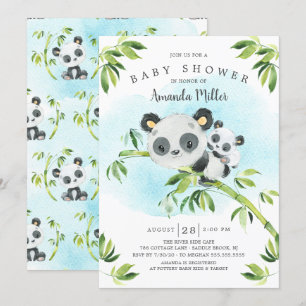 Convite Chá de fraldas neutro de urso de Panda
