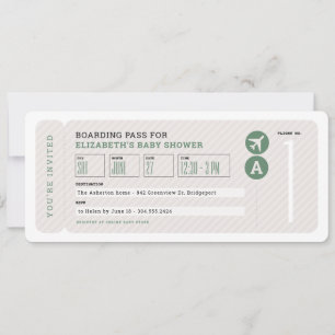 Convite Chá de fraldas neutro de viagem de bilhetes de avi