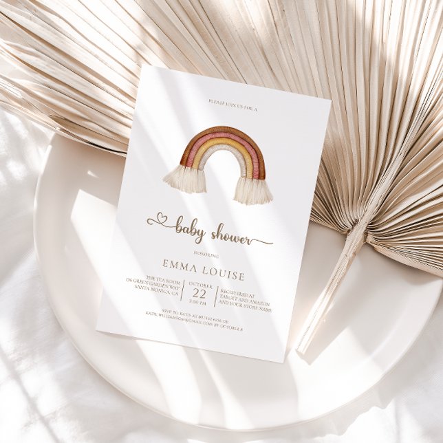 Convite Chá de fraldas neutro do arco-íris (Criador carregado)