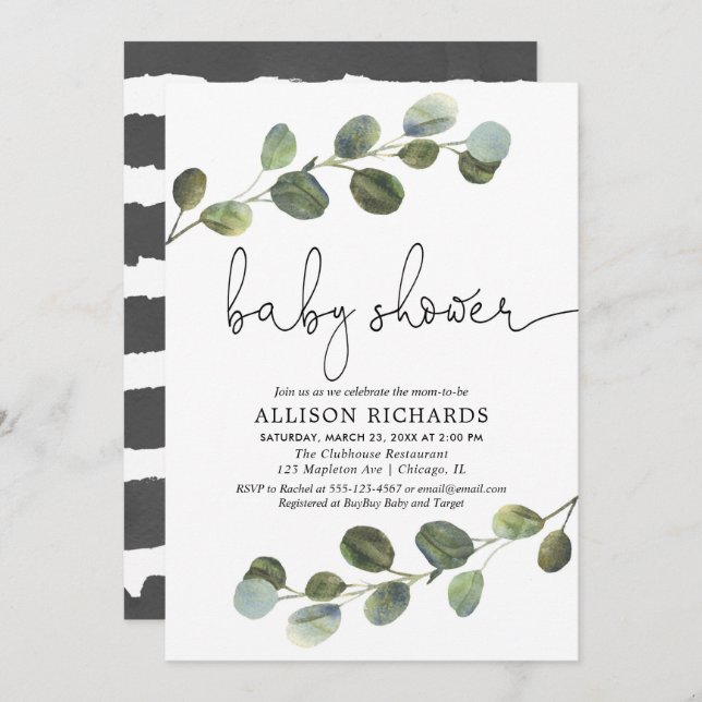 Convite Chá de fraldas neutro do género das hortaliças, (Frente/Verso)