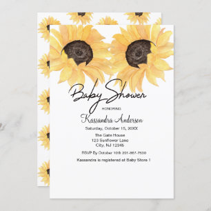 Convite Chá de fraldas neutro do género do girassol da