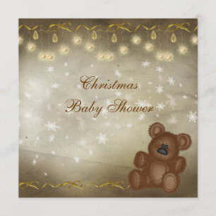 Convite Chá de fraldas neutro elegante do Natal do urso d