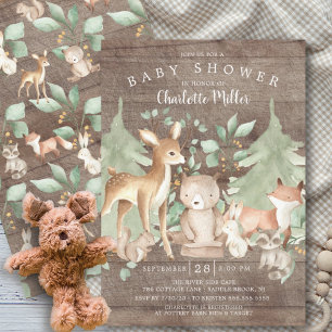 Convite Chá de fraldas Neutro Rustic Woodland