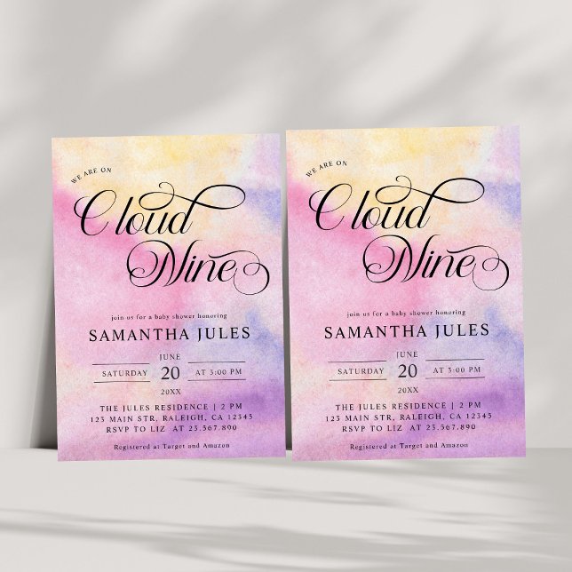 Convite Chá de fraldas Nine da Nuvem de Pastel Moderno da  (Criador carregado)