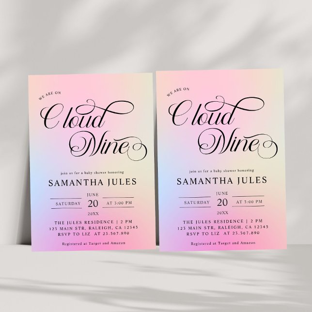 Convite Chá de fraldas Nine da Nuvem de Pastel Moderno da  (Criador carregado)