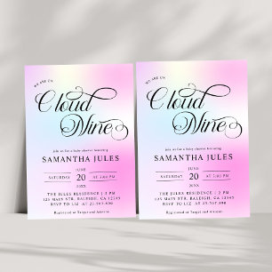 Convite Chá de fraldas Nine da Nuvem de Pastel Moderno da