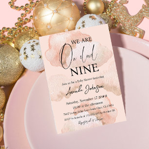 Convite Chá de fraldas Nine Sky Pink da Nuvem de Aquarela