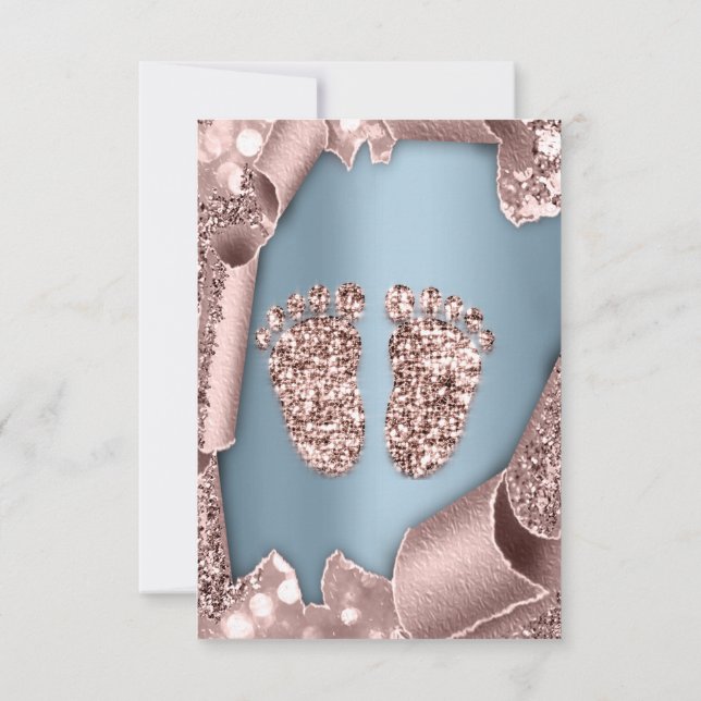 Convite Chá de fraldas Novo Menino Glama Rosa Azul 3D (Verso)