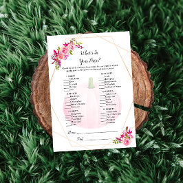 Convite Chá de fraldas O que há no seu jogo de bolsa