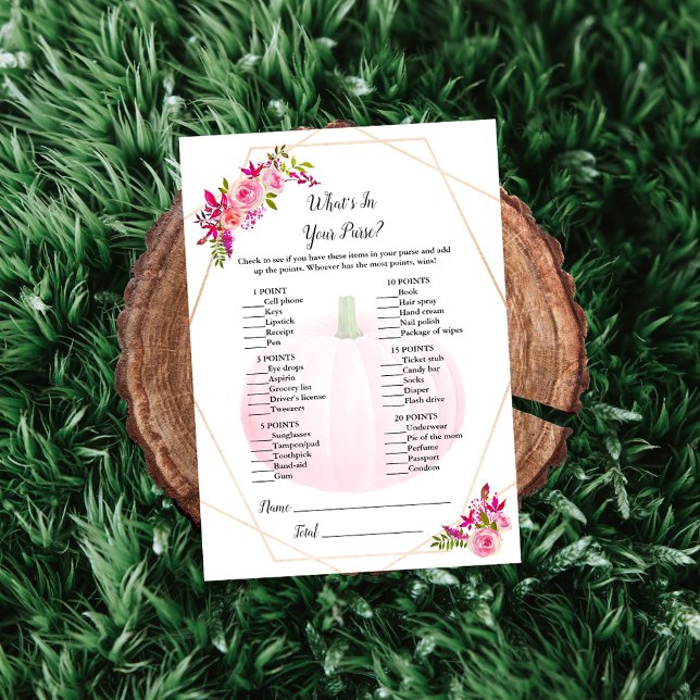 Convite Chá de fraldas O que há no seu jogo de bolsa (Criador carregado)